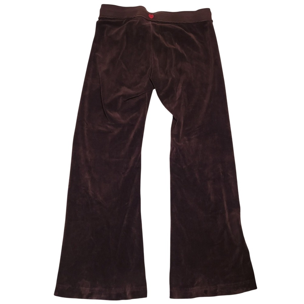 Vintage Twisted Heart Brown Velour‎ Track Pants Sequin Star Slim Flare Low Rise - Picture 3 of 8